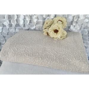 Bella Lux Full Beige Pink Matelasse Fleur De Lis Bed Coverlet Quilt Portugal